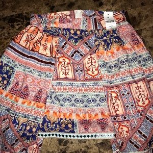 NWT LF Boho Maxi Mini Skirt Three Days Mixed Print